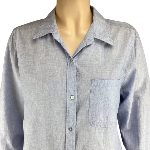 Lola River Top Size Large Button-Up Long Sleeve Shirt Blue Casual - Picture 5 of 8